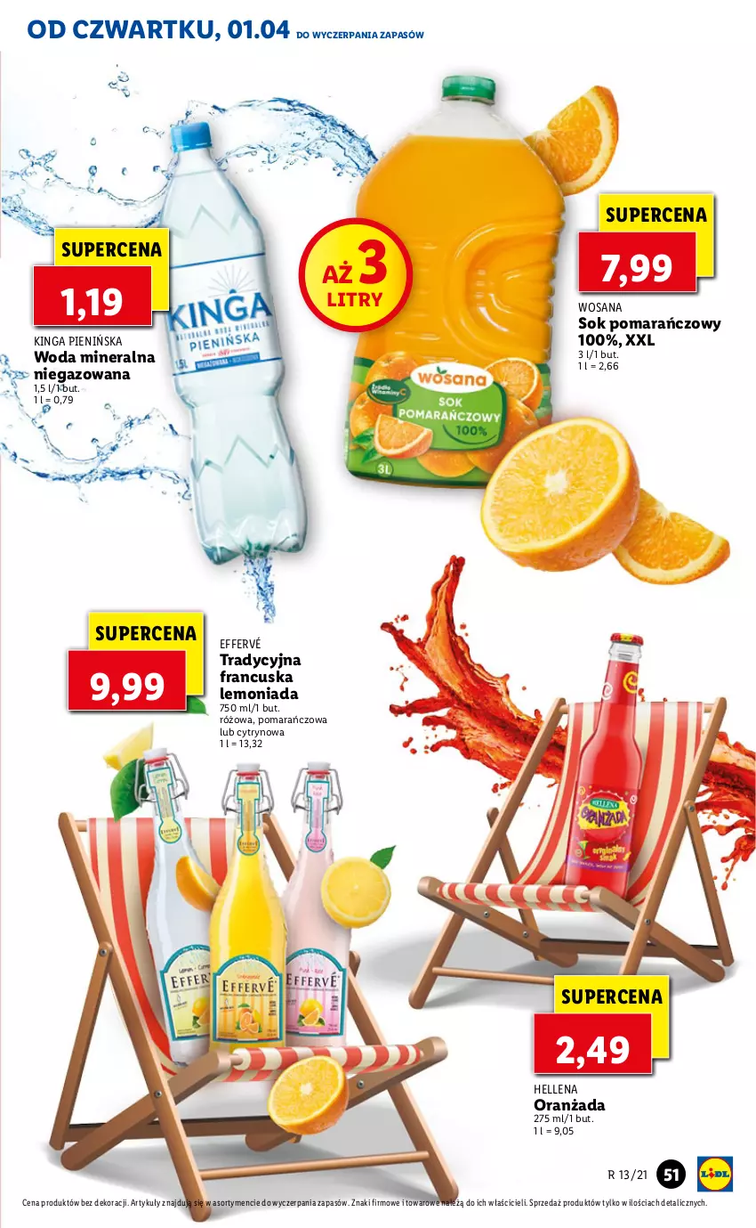 Gazetka promocyjna Lidl - GAZETKA - ważna 01.04 do 03.04.2021 - strona 51 - produkty: Hellena, Lemoniada, Oranżada, Sok, Sok pomarańczowy, Woda, Woda mineralna, Wosana