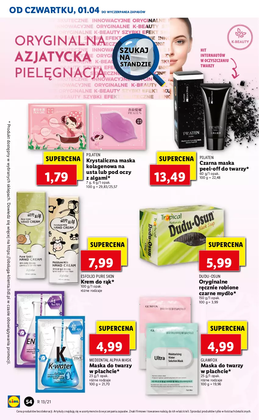 Gazetka promocyjna Lidl - GAZETKA - ważna 01.04 do 03.04.2021 - strona 54 - produkty: Gin, Kolagen, Krem do rąk, LG, Maska, Maska do twarzy, Mydło, Pur, Pure Skin