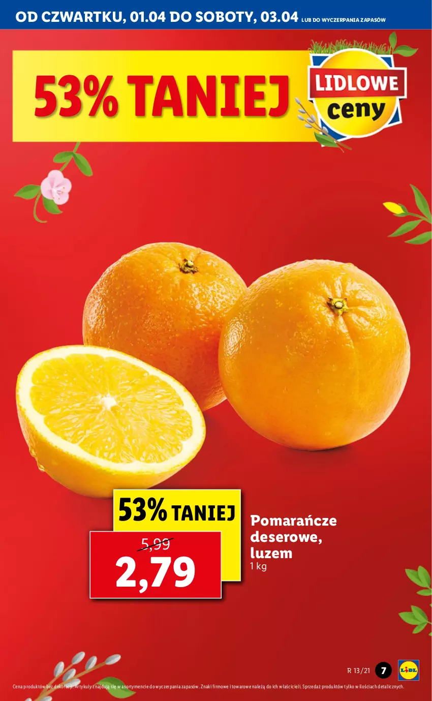 Gazetka promocyjna Lidl - GAZETKA - ważna 01.04 do 03.04.2021 - strona 7 - produkty: Deser, Pomarańcze, Ser