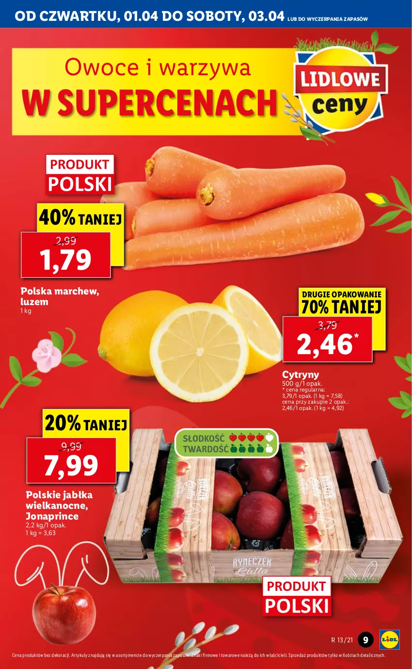 Gazetka promocyjna Lidl - GAZETKA - ważna 01.04 do 03.04.2021 - strona 9 - produkty: Cytryny, Jabłka, Owoce, Warzywa