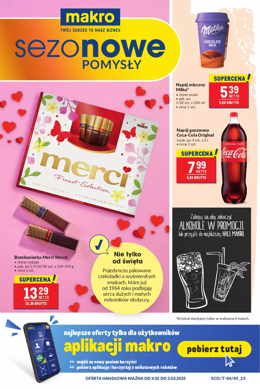 Gazetka promocyjna Makro - Oferta dla biura i domu - ważna 04.02 do 03.03.2025 - strona 18 - produkty: Coca-Cola, Gin, Merci, Milka, Napój, Napój gazowany, Napój mleczny, Ser