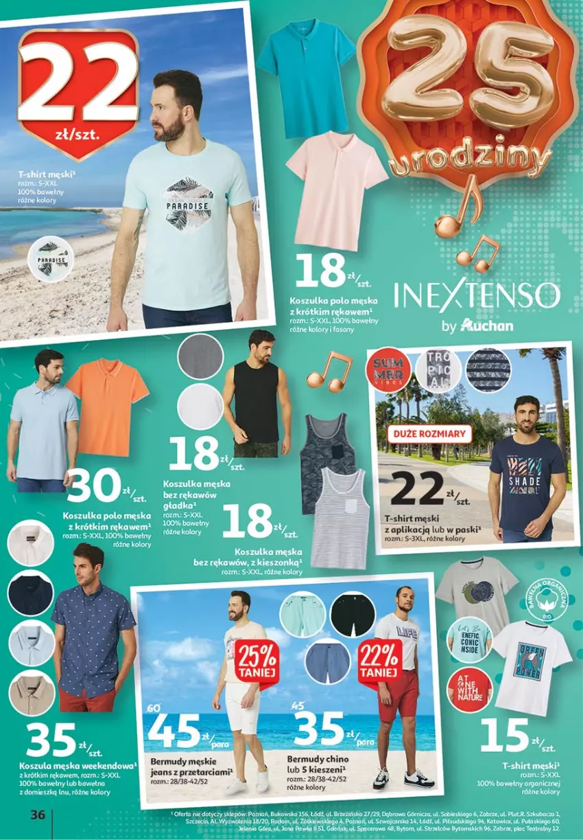 Gazetka promocyjna Auchan - 25 Urodziny #4 Hipermarkety - ważna 14.05 do 21.05.2021 - strona 36 - produkty: Bermudy, T-shirt