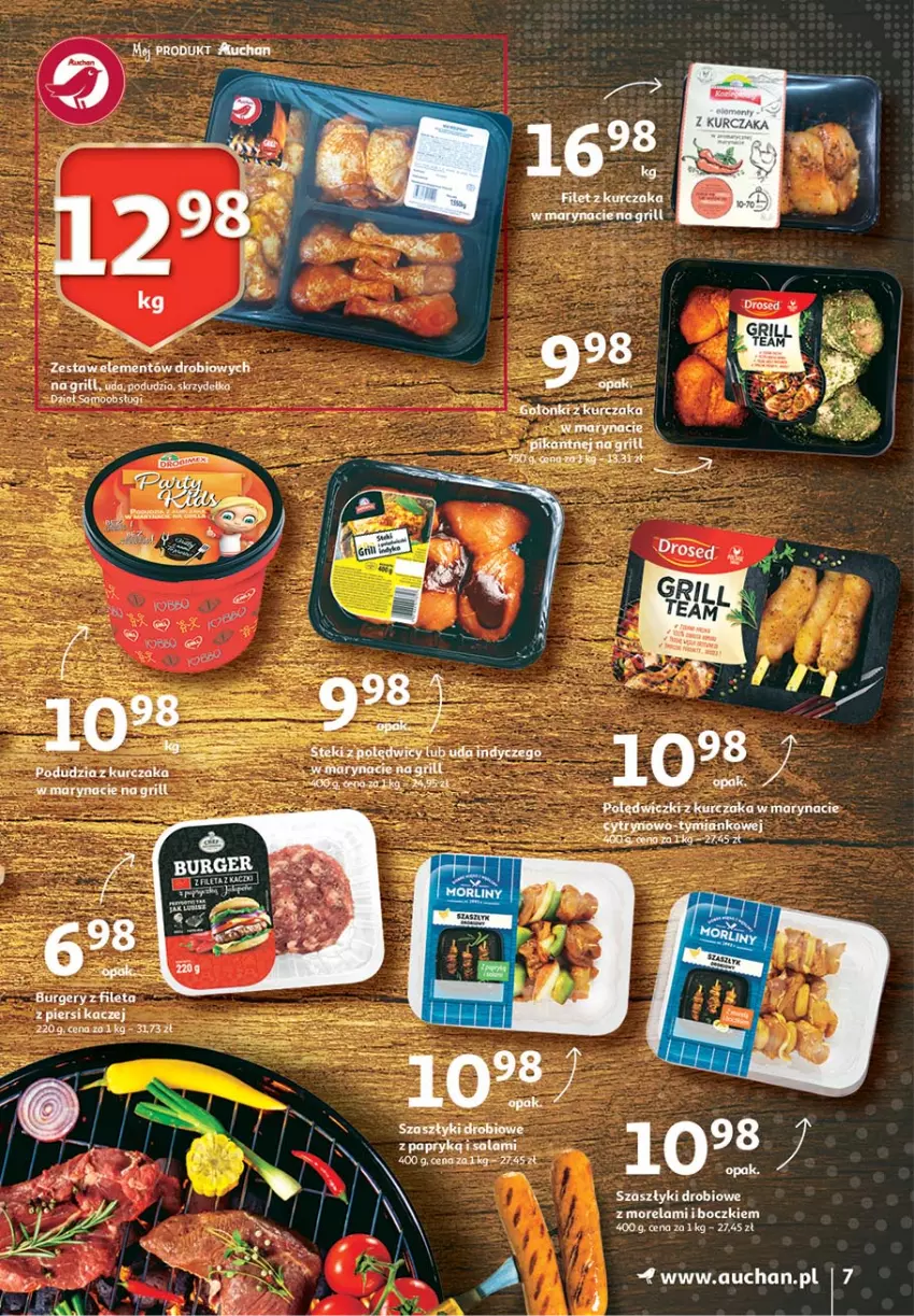 Gazetka promocyjna Auchan - 25 Urodziny #4 Hipermarkety - ważna 14.05 do 21.05.2021 - strona 7 - produkty: Burger, Grill, Kurczak, Morela, Por