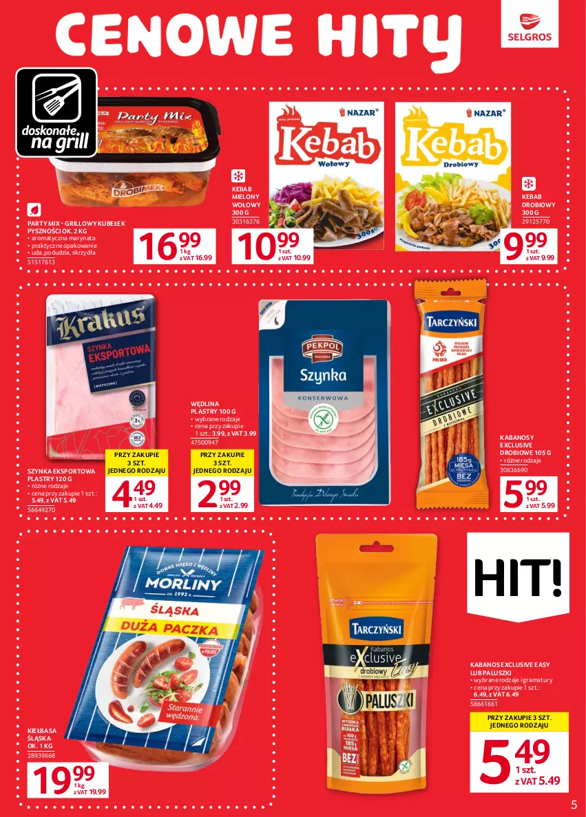 Gazetka promocyjna Selgros - Oferta spożywcza - ważna 01.06 do 14.06.2023 - strona 7 - produkty: Gra, Grill, Kabanos, Kebab, Kiełbasa, Kiełbasa śląska, Por, Rama, Sport, Szynka, Wędlina