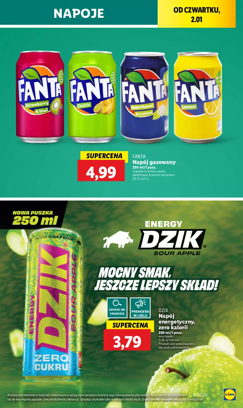 Gazetka promocyjna Lidl - GAZETKA - ważna 02.01 do 04.01.2025 - strona 33 - produkty: Fa, Fanta, Kiwi, Napój, Napój energetyczny, Napój gazowany, Napoje