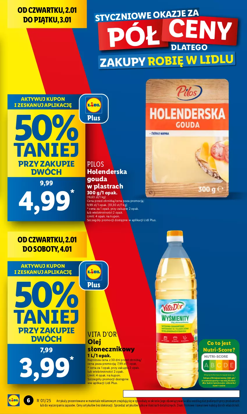 Gazetka promocyjna Lidl - GAZETKA - ważna 02.01 do 04.01.2025 - strona 6 - produkty: Gouda, Olej, Olej słonecznikowy, Pilos, Wazon