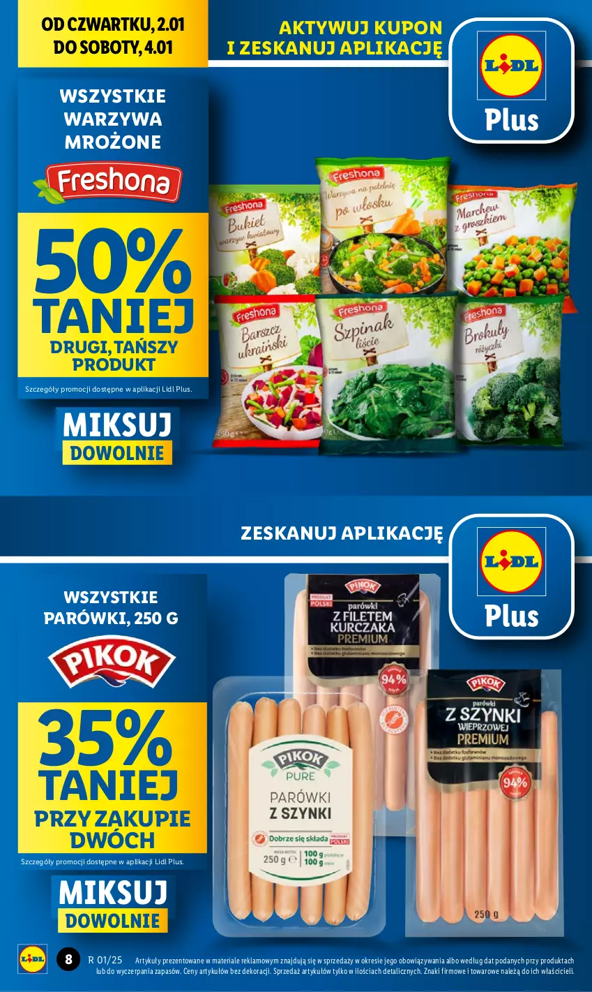 Gazetka promocyjna Lidl - GAZETKA - ważna 02.01 do 04.01.2025 - strona 8 - produkty: Parówki, Warzywa