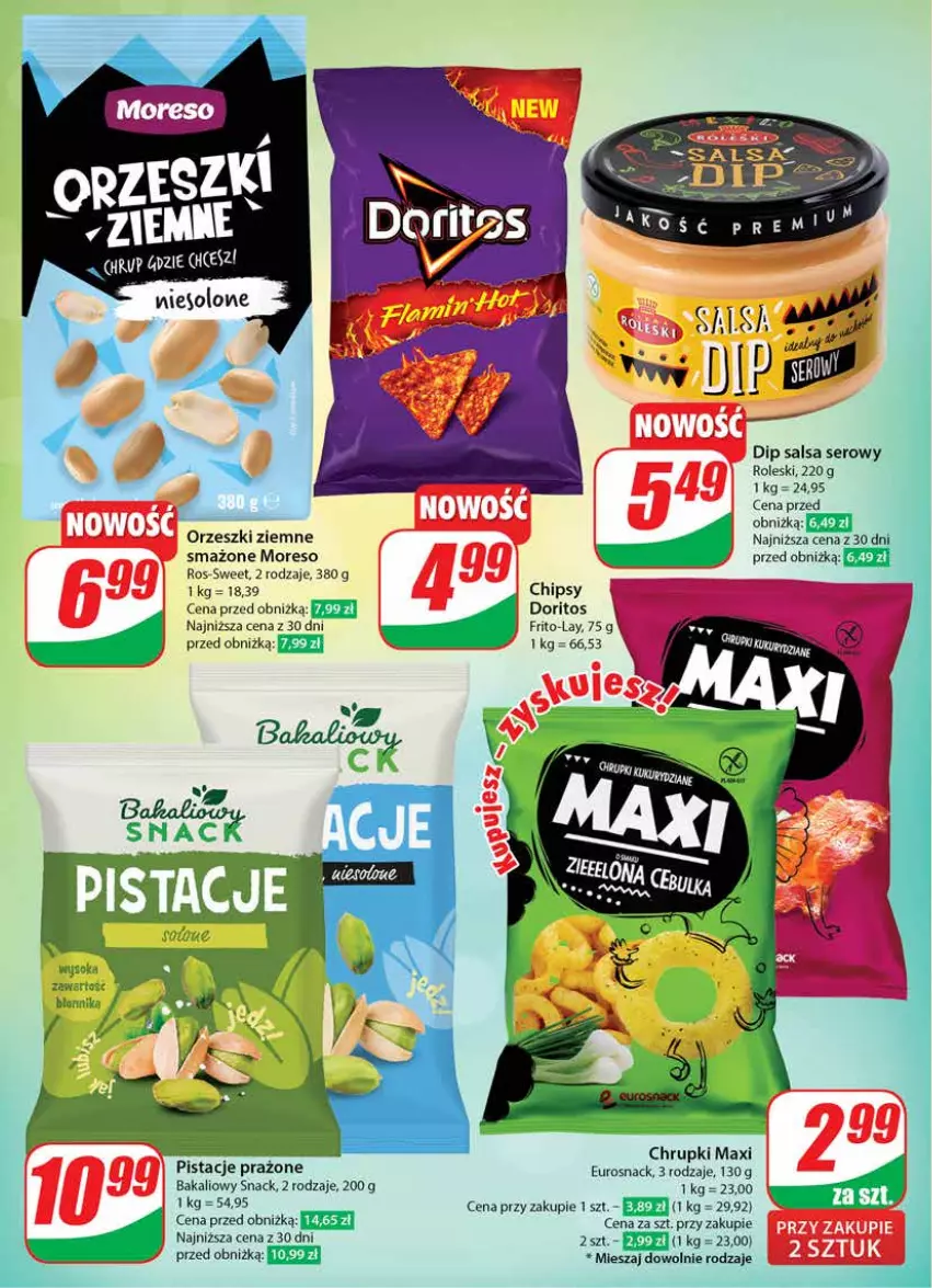 Gazetka promocyjna Dino - Gazetka 27 / 2024 - ważna 03.07 do 09.07.2024 - strona 46 - produkty: Chipsy, Chrupki, Orzeszki, Orzeszki ziemne, Pistacje, Salsa, Ser