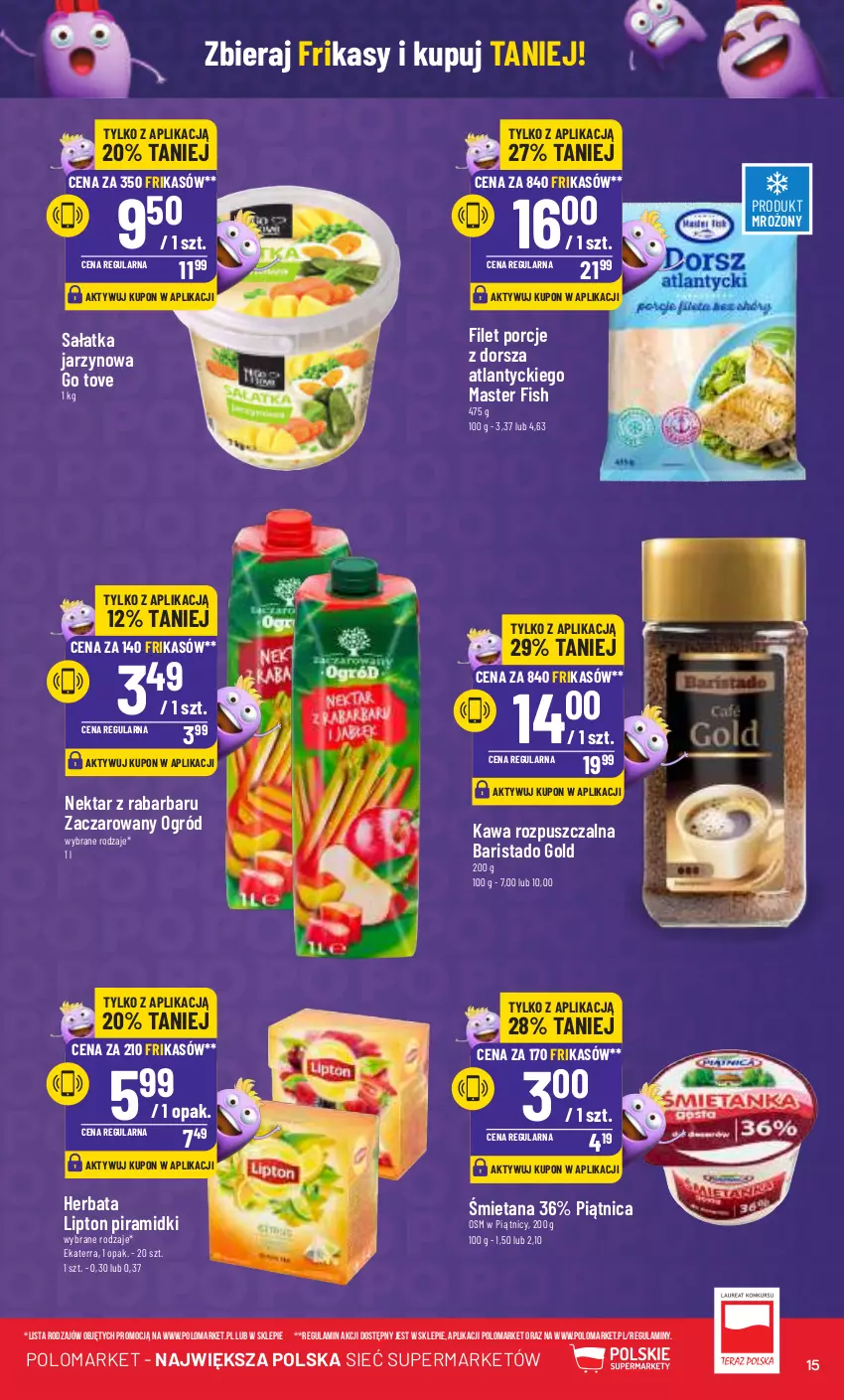 Gazetka promocyjna PoloMarket - Gazetka pomocyjna - ważna 13.12 do 19.12.2023 - strona 15 - produkty: Dorsz, Herbata, Kawa, Kawa rozpuszczalna, Lipton, Nektar, Ogród, Piątnica, Por, Sałat, Sałatka