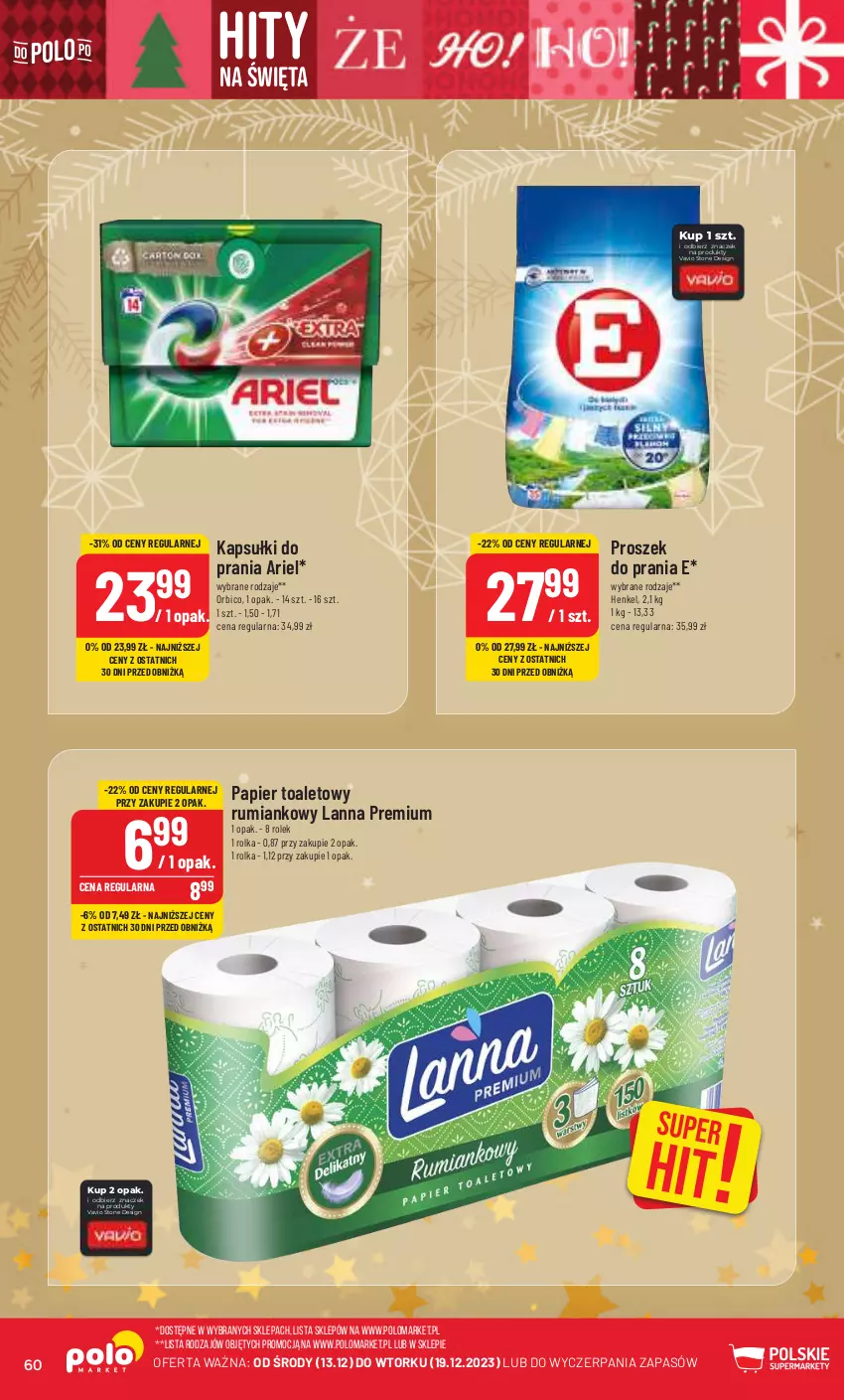 Gazetka promocyjna PoloMarket - Gazetka pomocyjna - ważna 13.12 do 19.12.2023 - strona 60 - produkty: Ariel, BIC, Kapsułki do prania, Papier, Papier toaletowy, Proszek do prania, Rum