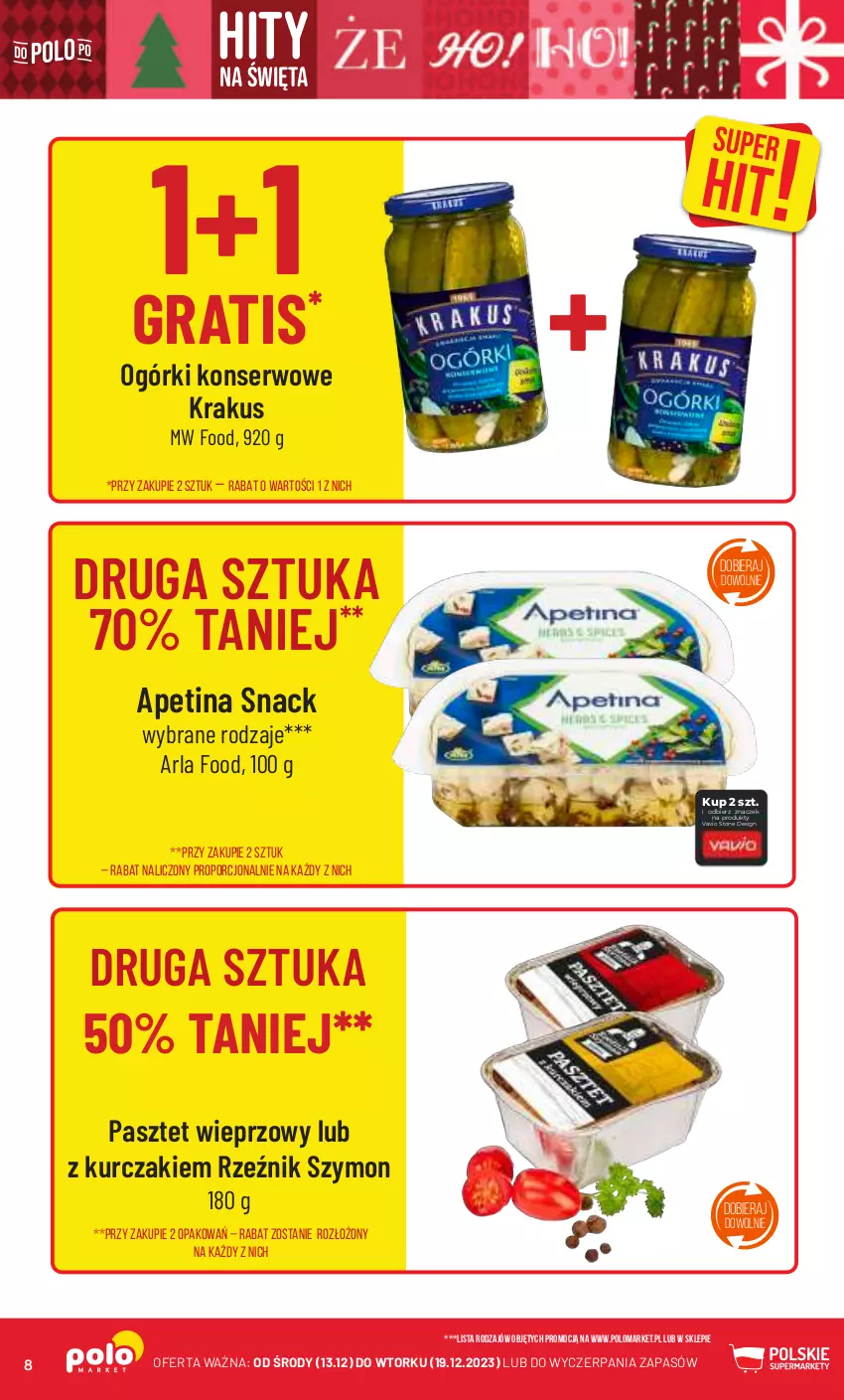 Gazetka promocyjna PoloMarket - Gazetka pomocyjna - ważna 13.12 do 19.12.2023 - strona 8 - produkty: Gra, Krakus, Kurczak, Ogórki konserwowe, Pasztet, Por, Ser