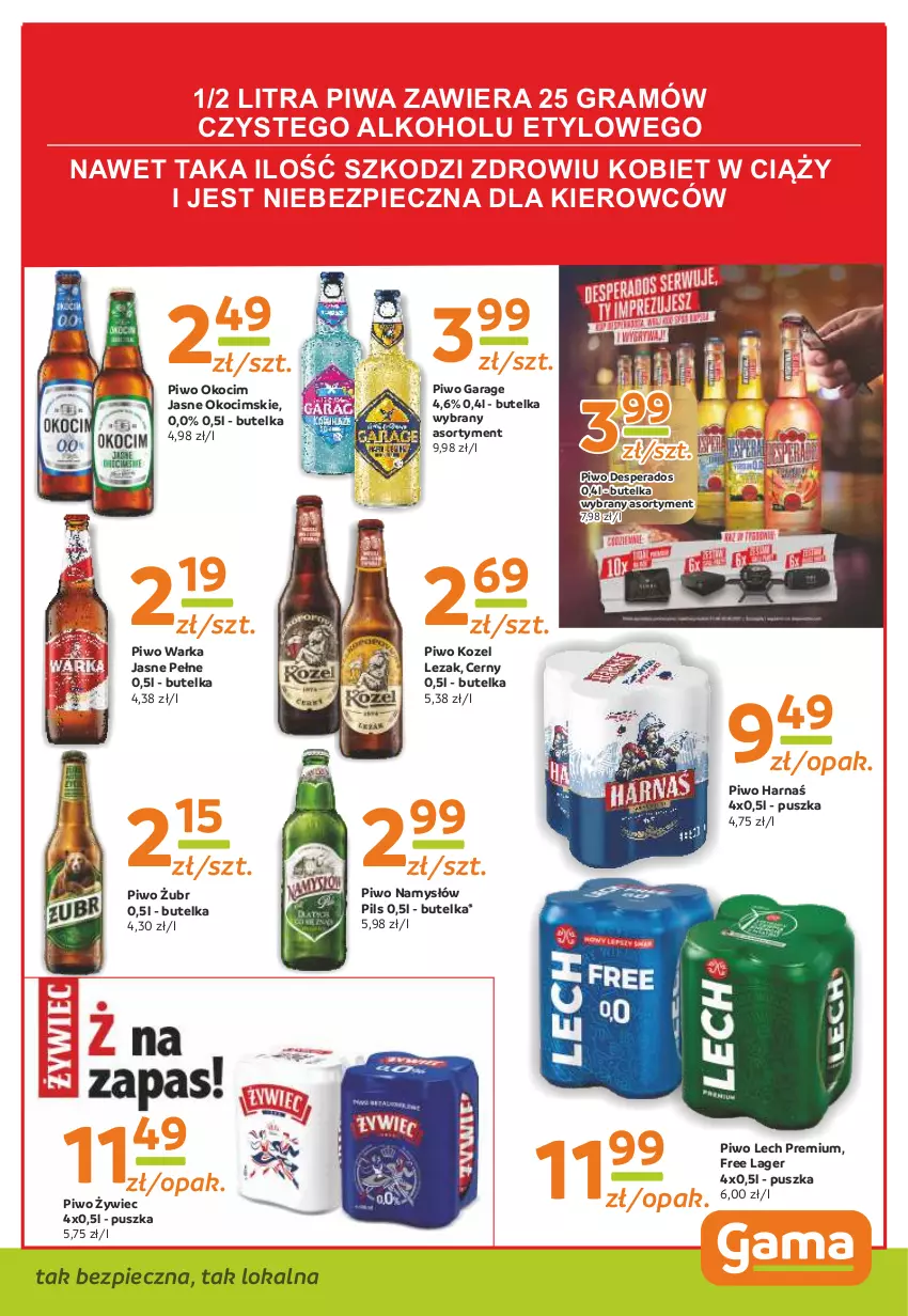 Gazetka promocyjna Gama - Gazetka Gama - ważna 16.09 do 27.09.2021 - strona 11 - produkty: Desperados, Gra, Harnaś, Koc, Kozel, Lech Premium, Namysłów, Okocim, Piec, Piwa, Piwo, Warka