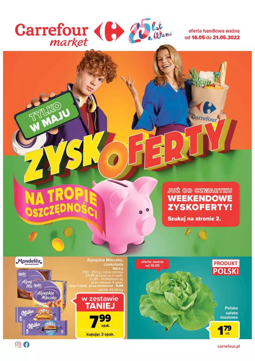 Gazetka promocyjna Carrefour - Gazetka Market ZyskOferty - ważna 16.05 do 21.05.2022 - strona 1 - produkty: Masło, Sałat, Sałata masłowa