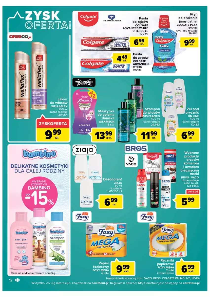 Gazetka promocyjna Carrefour - Gazetka Market ZyskOferty - ważna 16.05 do 21.05.2022 - strona 12 - produkty: Colgate, Foxy, LG, Nivea, Palmolive, Papier, Pasta do zębów, Rolki, Szampon, Wella, Wellaflex, Ziaja