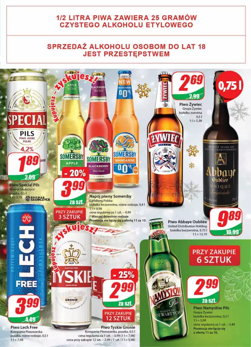 Gazetka promocyjna Dino - Gazetka - ważna 21.12 do 27.12.2022 - strona 19 - produkty: Napój, Piwo, Somersby, Tyskie