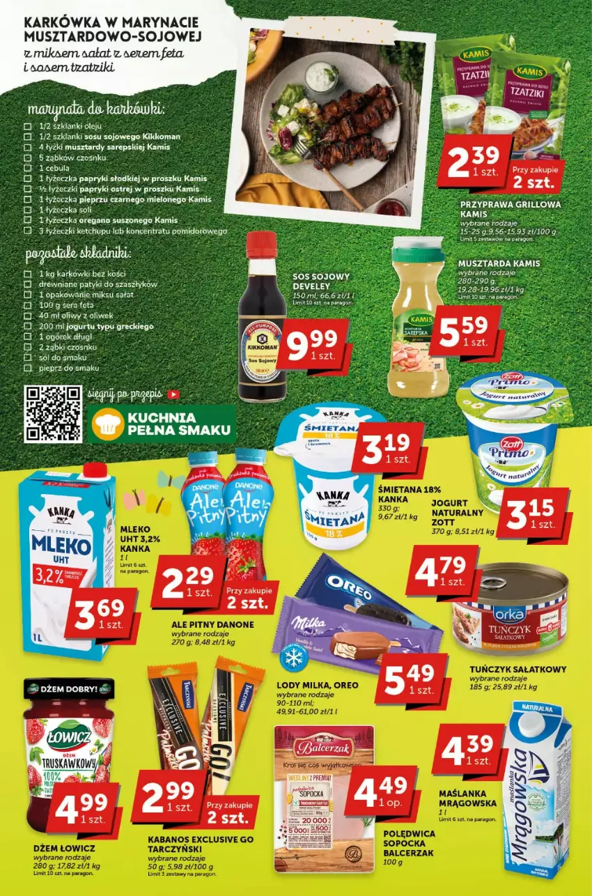 Gazetka promocyjna ABC - ważna 20.04 do 02.05.2023 - strona 2 - produkty: Cebula, Dżem, Fa, Feta, Jogurt, Kamis, Lanki, Mus, Musztarda, Ogórek, Oregano suszone, Sałat, Ser, Sos