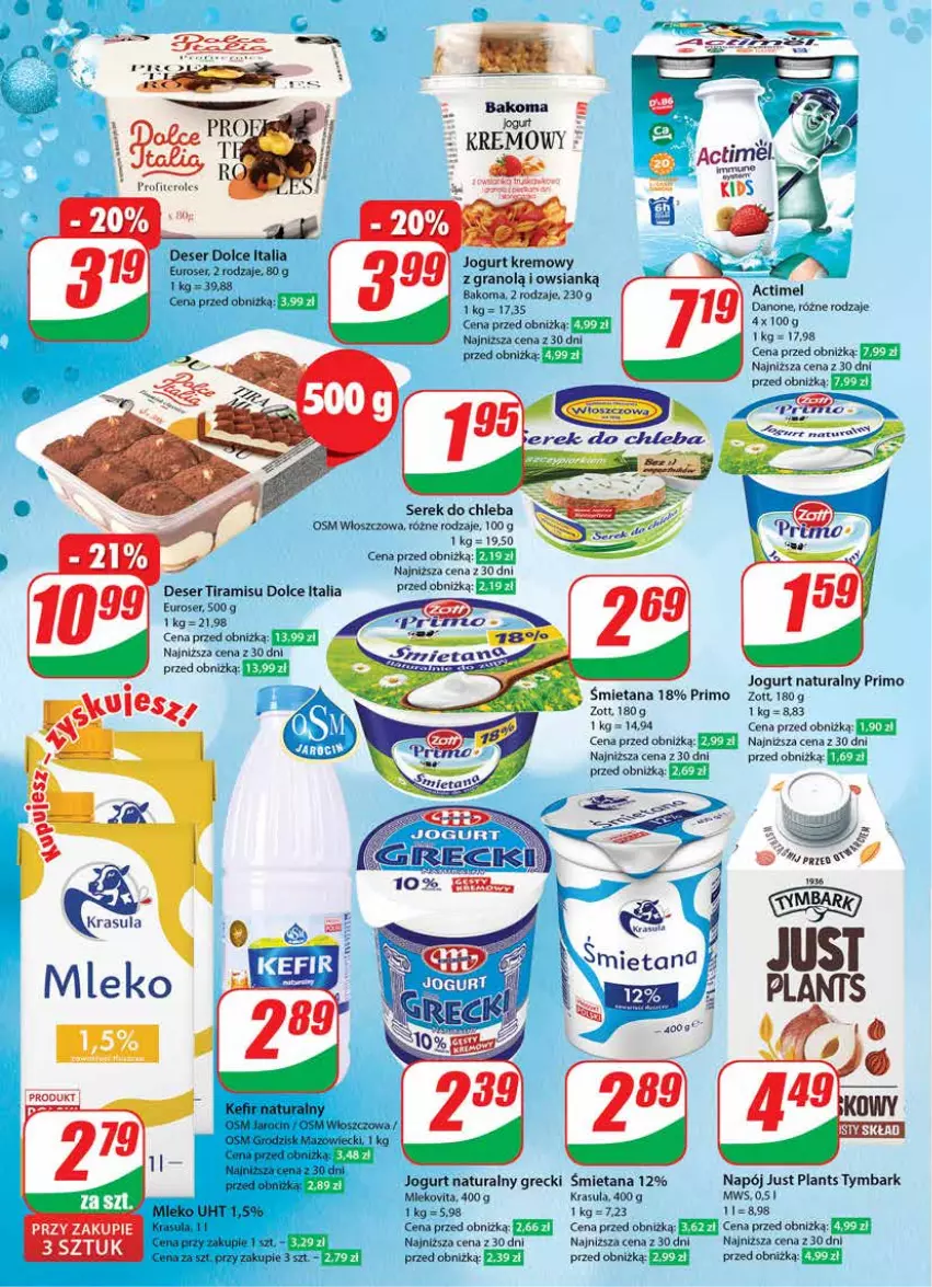 Gazetka promocyjna Dino - Gazetka 52 - ważna 26.12.2023 do 02.01.2024 - strona 14 - produkty: Actimel, Bakoma, Chleb, Danone, Deser, Fa, Gin, Gra, Jogurt, Jogurt naturalny, Mleko, Napój, Ser, Serek, Tymbark, Zott