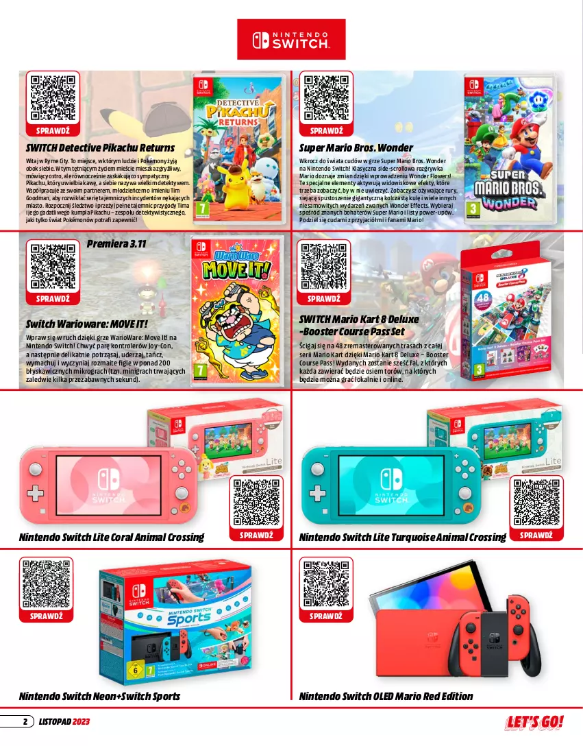 Gazetka promocyjna Media Markt - Gazetka Media Markt - ważna 01.11 do 30.11.2023 - strona 2 - produkty: Booster, Fa, Gra, Gry, Kontroler, Nintendo Switch, Pokémon, Por, Ser, Sport, Top