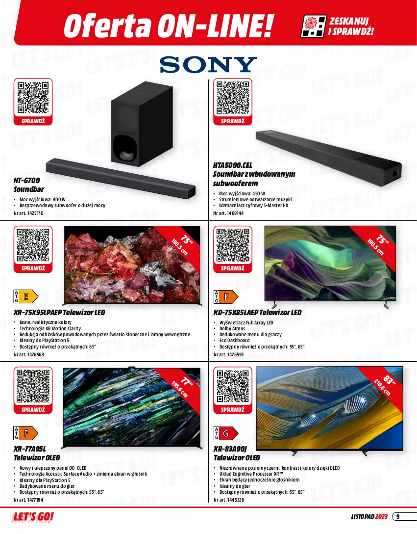 Gazetka promocyjna Media Markt - Gazetka Media Markt - ważna 01.11 do 30.11.2023 - strona 9 - produkty: Fa, Głośnik, Gra, PlayStation, PlayStation 5, Rum, Soundbar, Subwoofer, Surf, Telewizor, Top