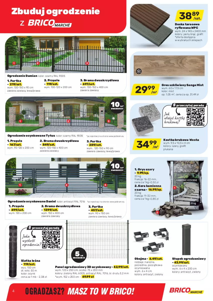 Gazetka promocyjna Bricomarche - Gazetka - ważna 25.08 do 04.09.2021 - strona 4 - produkty: Cynk, Gra, Gres, Gres szkliwiony, Gry, Por, Rama, Rolki, Siatka, Słupek