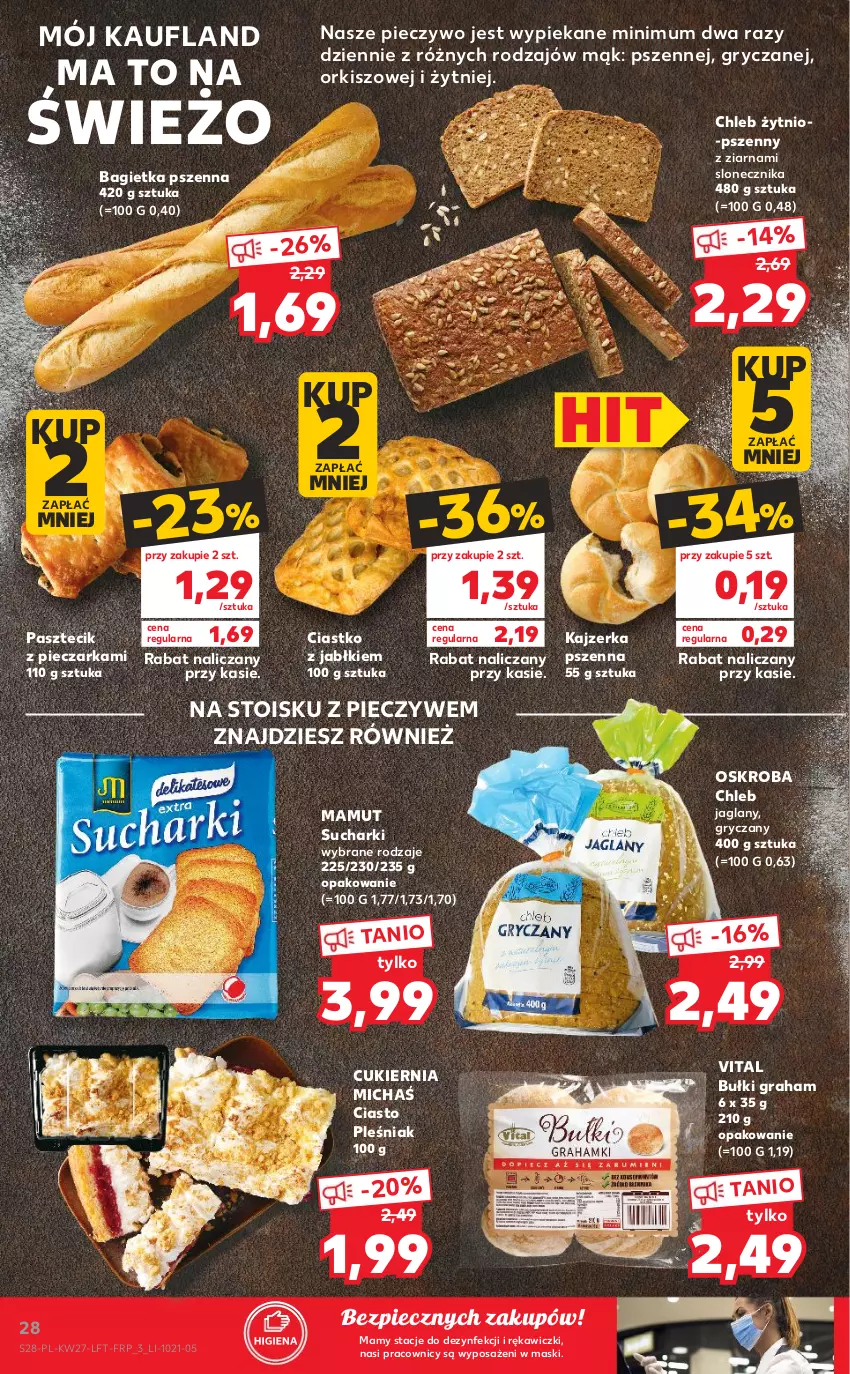 Gazetka promocyjna Kaufland - OFERTA TYGODNIA - ważna 08.07 do 14.07.2021 - strona 28 - produkty: Bagietka, Bagietka pszenna, Chleb, Cukier, Gra, Gry, Kajzerka, Kajzerka pszenna, O nas, Pasztecik z pieczarkami, Piec, Pieczarka, Pieczywo