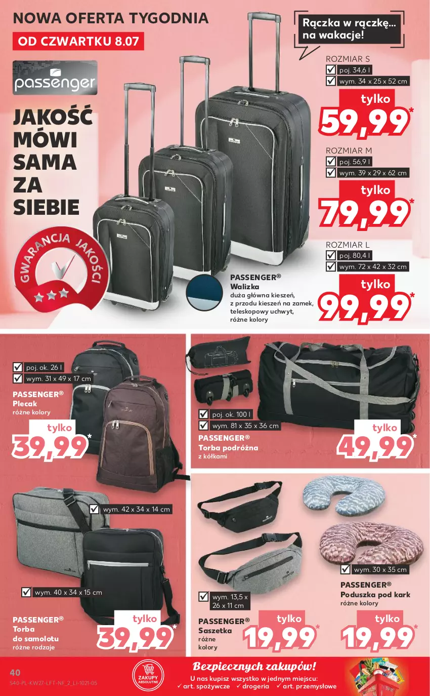 Gazetka promocyjna Kaufland - OFERTA TYGODNIA - ważna 08.07 do 14.07.2021 - strona 40 - produkty: Amol, Piec, Plecak, Poduszka, Poduszka pod kark, Samolot, Teleskop, Torba, Walizka