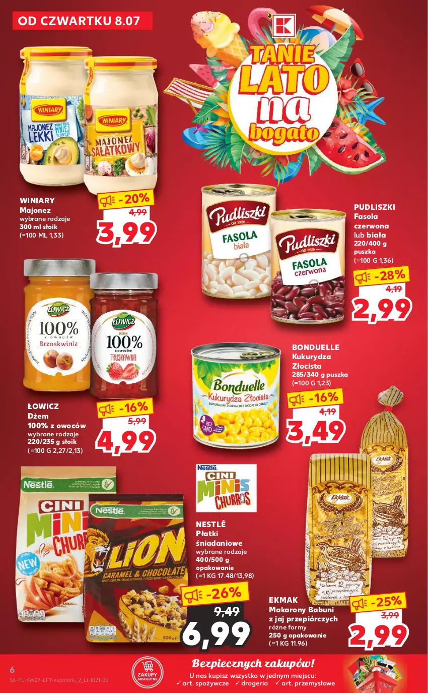 Gazetka promocyjna Kaufland - OFERTA TYGODNIA - ważna 08.07 do 14.07.2021 - strona 6 - produkty: Babuni, Bonduelle, Danio, Dżem, Fa, Fasola, Kukurydza, Majonez, Makaron, Nestlé, Piec, Pudliszki, Winiary