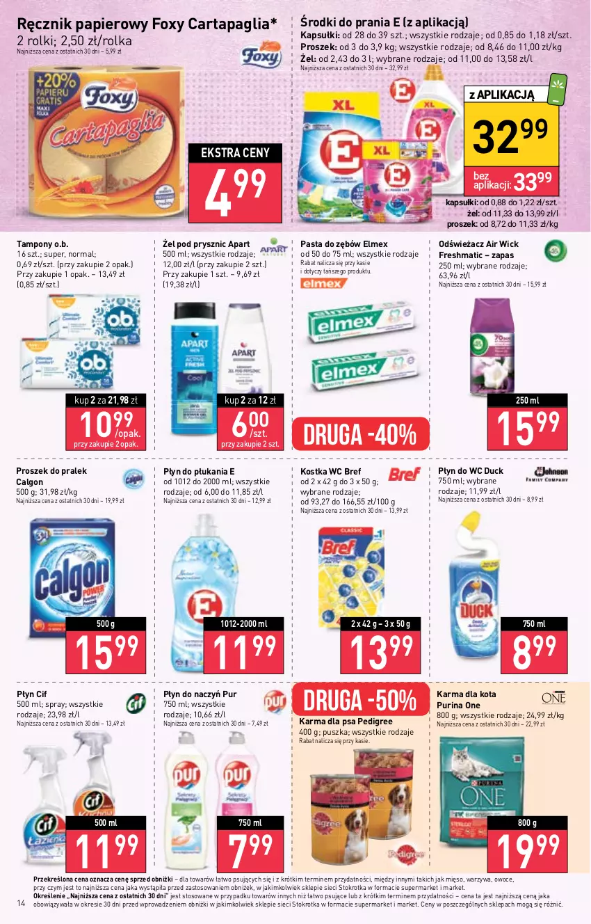 Gazetka promocyjna Stokrotka - Market - ważna 14.09 do 20.09.2023 - strona 19 - produkty: Air Wick, Bref, Calgon, Cif, Duck, Elmex, Foxy, LG, Mięso, O.B., Owoce, Papier, Pasta do zębów, Pedigree, Płyn do płukania, Płyn do wc, Pur, Purina, Ręcznik, Rolki, Tampony, Warzywa