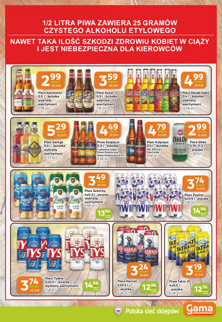 Gazetka promocyjna Gama - Gazetka Gama - ważna 21.08 do 02.09.2025 - strona 11 - produkty: Desperados, Gra, Harnaś, Kasztelan, Kozel, Książęce, Piec, Piwa, Piwo, Tatra, Tyskie