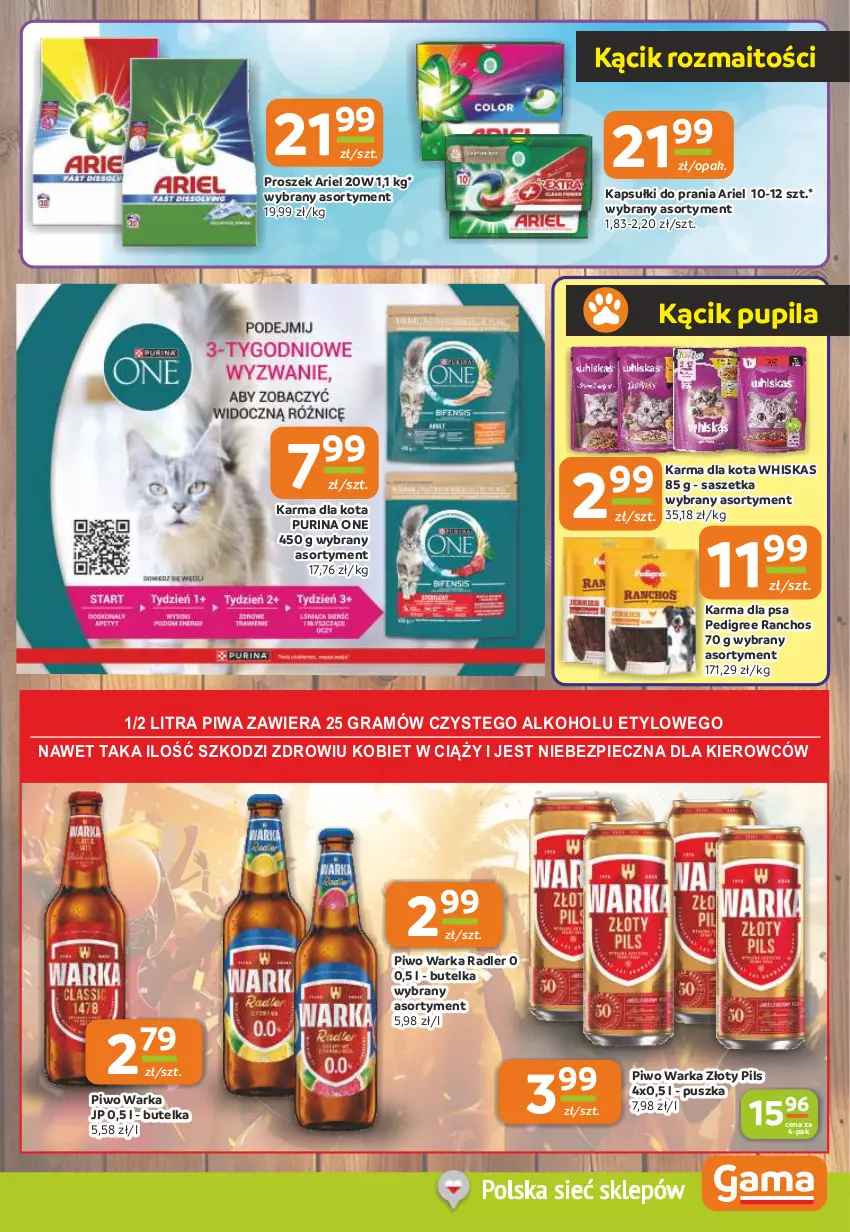 Gazetka promocyjna Gama - Gazetka Gama - ważna 21.08 do 02.09.2025 - strona 9 - produkty: Ariel, Gra, Kapsułki do prania, Pedigree, Piec, Piwa, Piwo, Pur, Purina, Radler, Warka, Whiskas