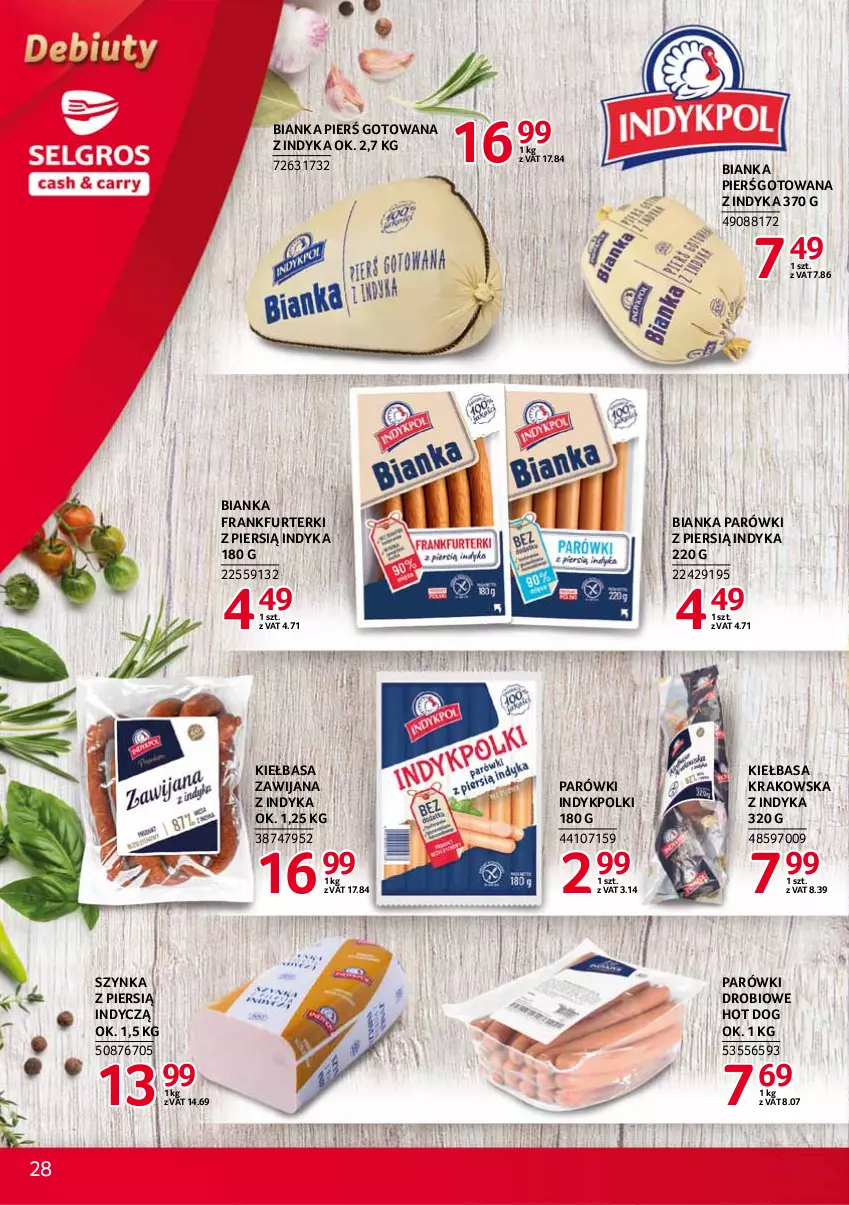 Gazetka promocyjna Selgros - Debiuty w Selgros - ważna 10.06 do 23.06.2021 - strona 28 - produkty: Bianka, Frankfurterki, Hot dog, Kiełbasa, Kiełbasa krakowska, Parówki, Szynka