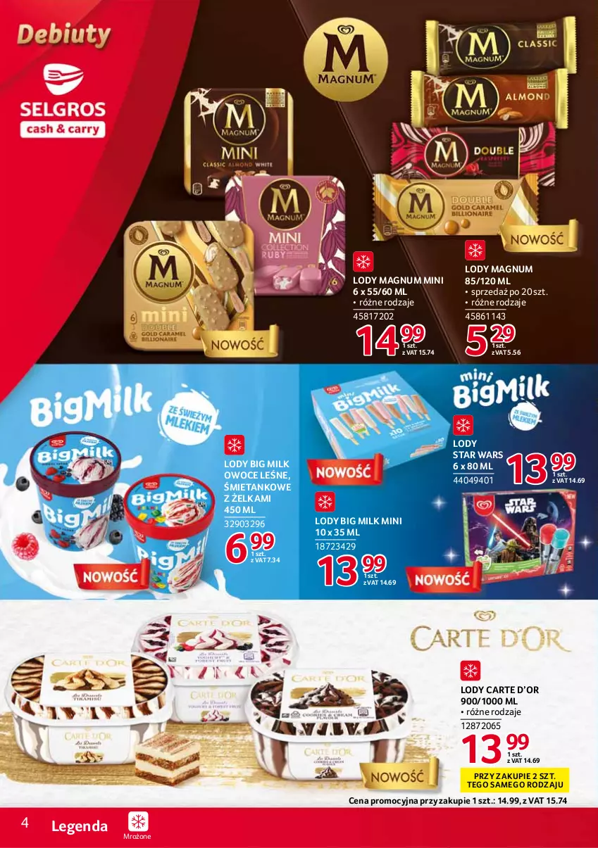 Gazetka promocyjna Selgros - Debiuty w Selgros - ważna 10.06 do 23.06.2021 - strona 4 - produkty: Big Milk, Lody, Owoce, Star Wars