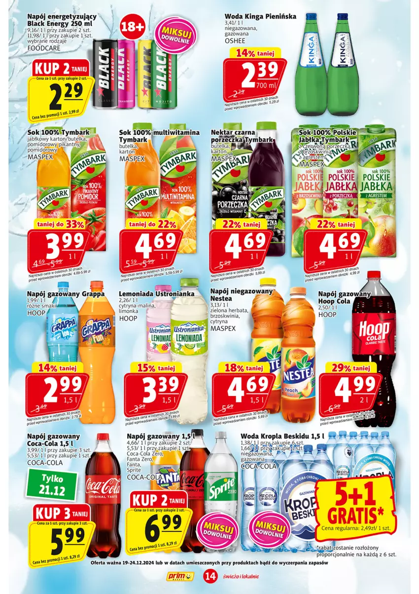 Gazetka promocyjna Prim Market - ważna 12.12 do 18.12.2024 - strona 14 - produkty: Coca-Cola, Fa, Fanta, Gres, Herbata, Hoop, Jabłka, Koc, Lack, Lemoniada, Limonka, Napój, Napój gazowany, Napój niegazowany, Nestea, Oshee, Por, Sok, Sprite, Tymbark, Woda