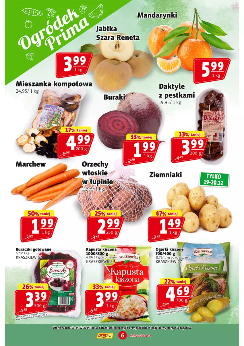 Gazetka promocyjna Prim Market - ważna 12.12 do 18.12.2024 - strona 6 - produkty: Buraczki, Daktyle, Jabłka, Mandarynki