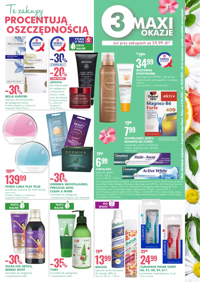 Gazetka promocyjna Super Pharm - Gazetka - ważna 05.05 do 18.05.2022 - strona 3 - produkty: Batiste, Bell, Bella, Bioderma, Body, Curaprox, Dermika, Doppelherz, Himalaya, Kosmetyki do pielęgnacji, Magnez, Olej, Oreo, Suplement diety, Szampon, Tołpa, Tołpa Spa