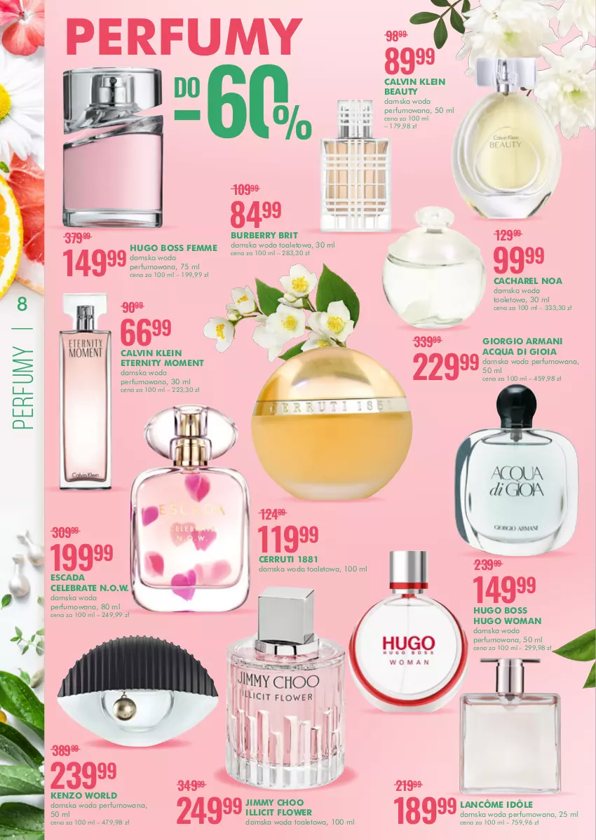 Gazetka promocyjna Super Pharm - Gazetka - ważna 05.05 do 18.05.2022 - strona 8 - produkty: Brit, Burberry, Cacharel, Calvin Klein, Cerruti, Escada, Giorgio Armani, Hugo Boss, Kenzo, Lancôme, Perfum, Woda, Woda perfumowana, Woda toaletowa