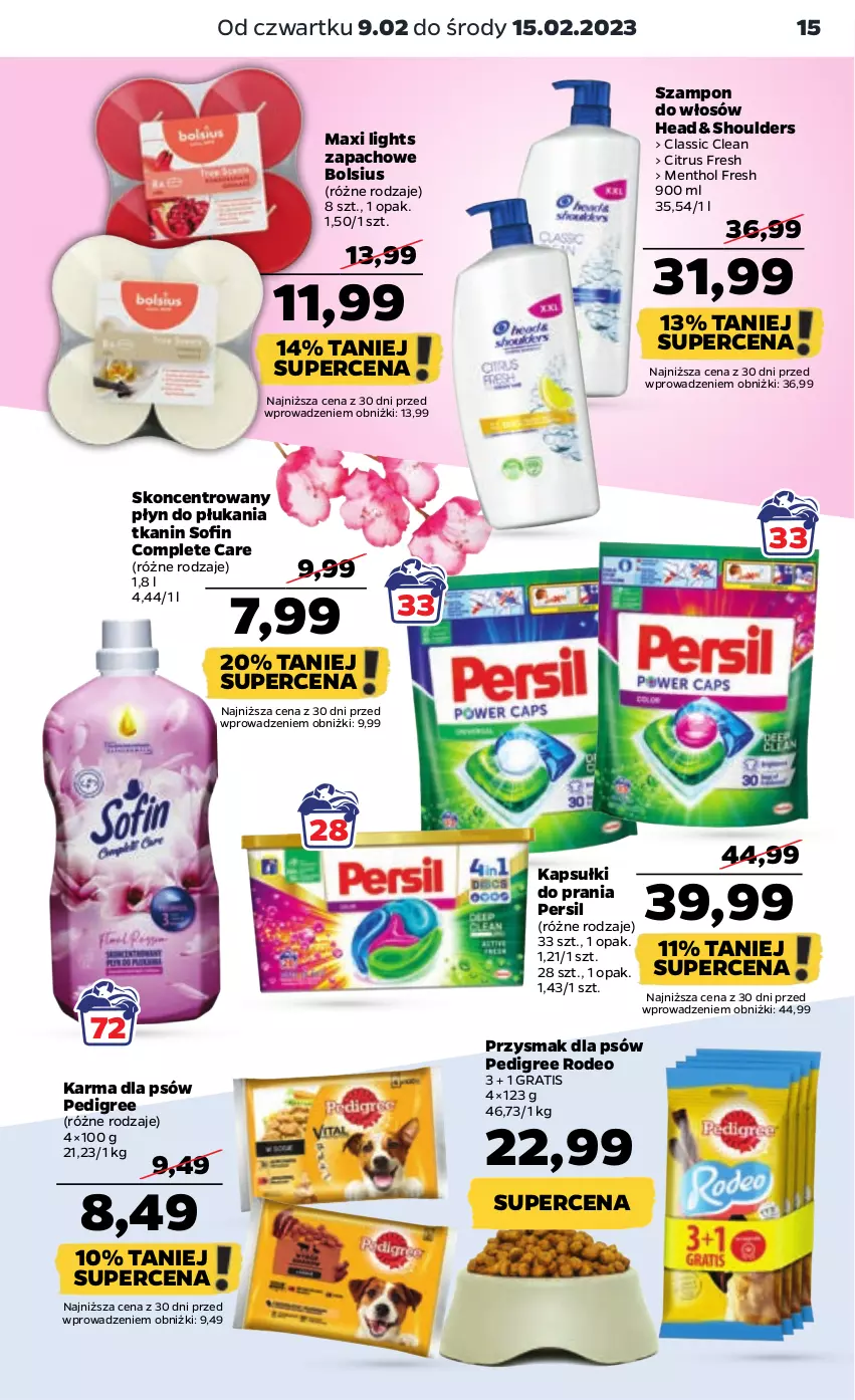 Gazetka promocyjna Netto - Artykuły spożywcze - ważna 09.02 do 15.02.2023 - strona 15 - produkty: Bols, Bolsius, Gra, Kapsułki do prania, Pedigree, Persil, Płyn do płukania, Szampon