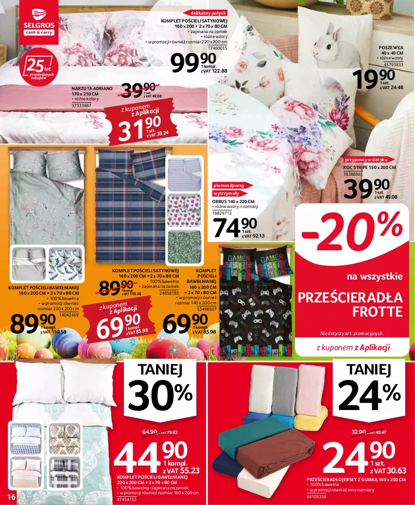 Gazetka promocyjna Selgros - Oferta przemysłowa - ważna 07.04 do 16.04.2022 - strona 16 - produkty: Koc, Komplet pościeli, Narzuta, Obrus, Por, Pościel, Poszewka, Prześcieradło, Wełna