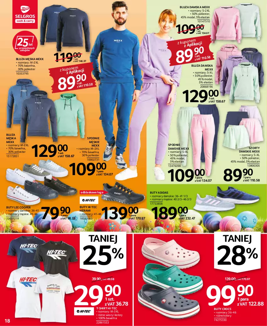 Gazetka promocyjna Selgros - Oferta przemysłowa - ważna 07.04 do 16.04.2022 - strona 18 - produkty: Adidas, Bluza, Buty, Hi-Tec, Mexx, Moda, Spodnie, Szorty, T-shirt, Wełna