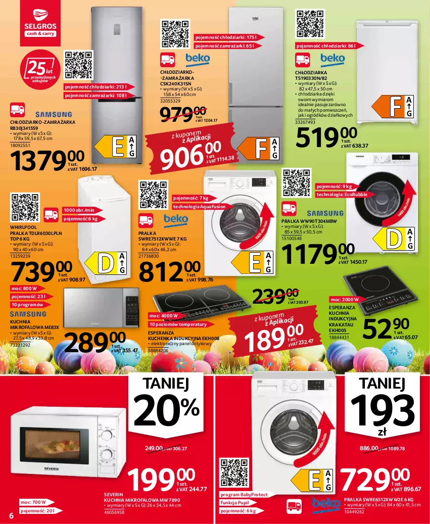 Gazetka promocyjna Selgros - Oferta przemysłowa - ważna 07.04 do 16.04.2022 - strona 6 - produkty: Chłodziarka, Fa, Fusion, Gra, K2, Kuchnia, Ogród, Pralka, Top, Whirlpool, Zamrażarka