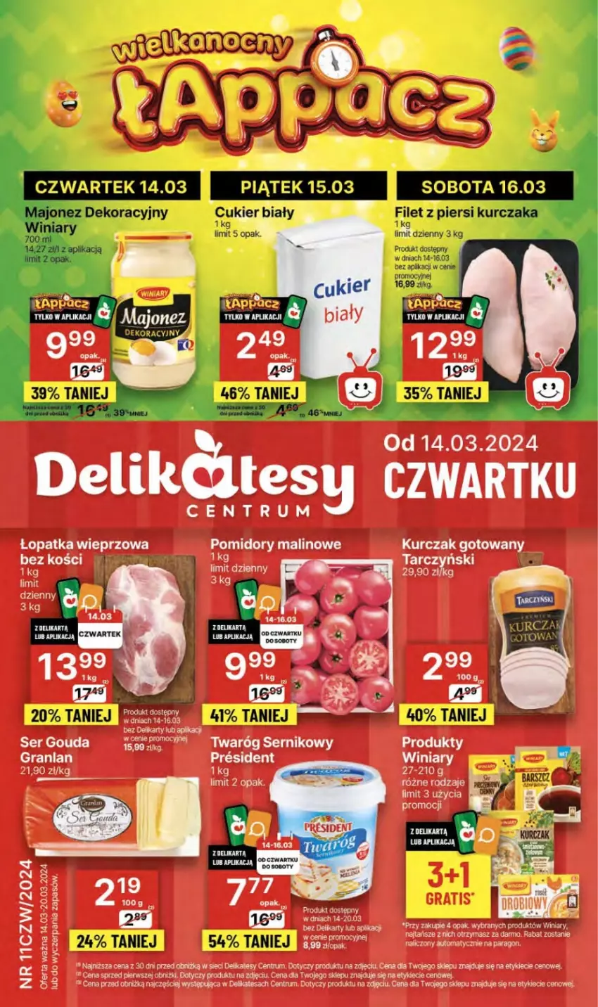 Gazetka promocyjna Delikatesy Centrum - NOWA GAZETKA Delikatesy Centrum od 14 marca! 14-20.03.2024 - ważna 14.03 do 20.03.2024 - strona 1 - produkty: Gra, Kurczak, Kurczak gotowany, LG, Rum, Ser, Tarczyński, Twaróg, Winiary