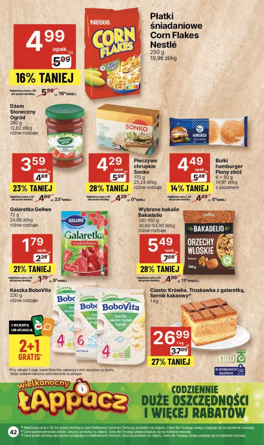 Gazetka promocyjna Delikatesy Centrum - NOWA GAZETKA Delikatesy Centrum od 14 marca! 14-20.03.2024 - ważna 14.03 do 20.03.2024 - strona 42 - produkty: BoboVita, Burger, Chrupki, Corn flakes, Danio, Dell, Dżem, Gala, Galaretka, Hamburger, Kakao, Ogród, Piec, Pieczywo, Rum, Ser, Sonko