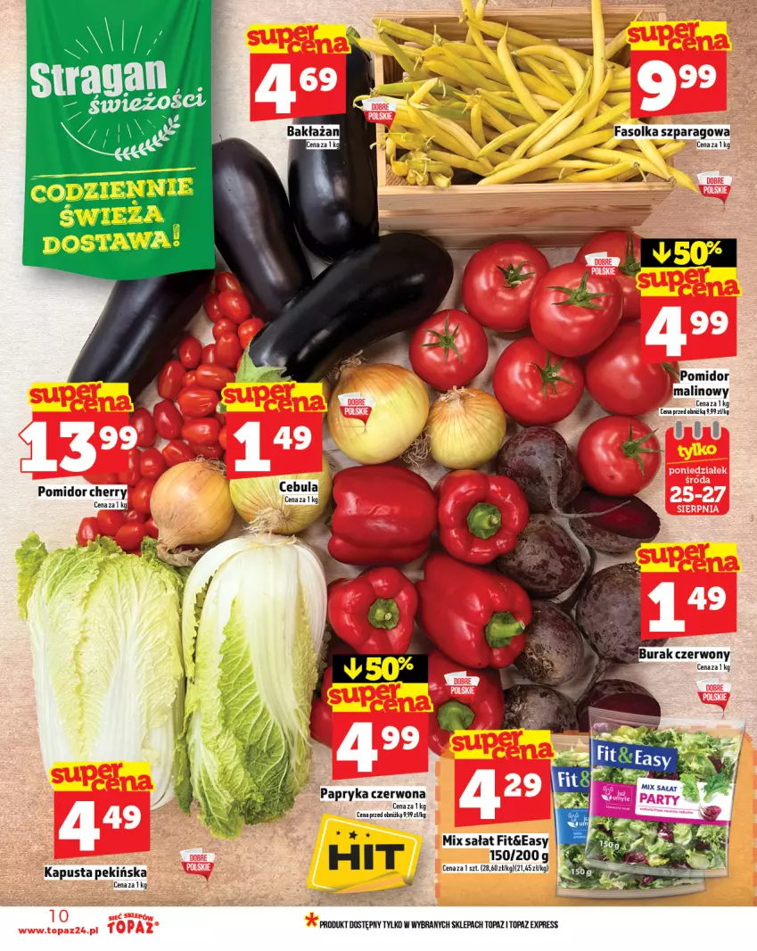Gazetka promocyjna Topaz - Gazetka - ważna 21.08 do 27.08.2025 - strona 10 - produkty: Cebula, Fa, Papryka, Papryka czerwona, Sałat, Top