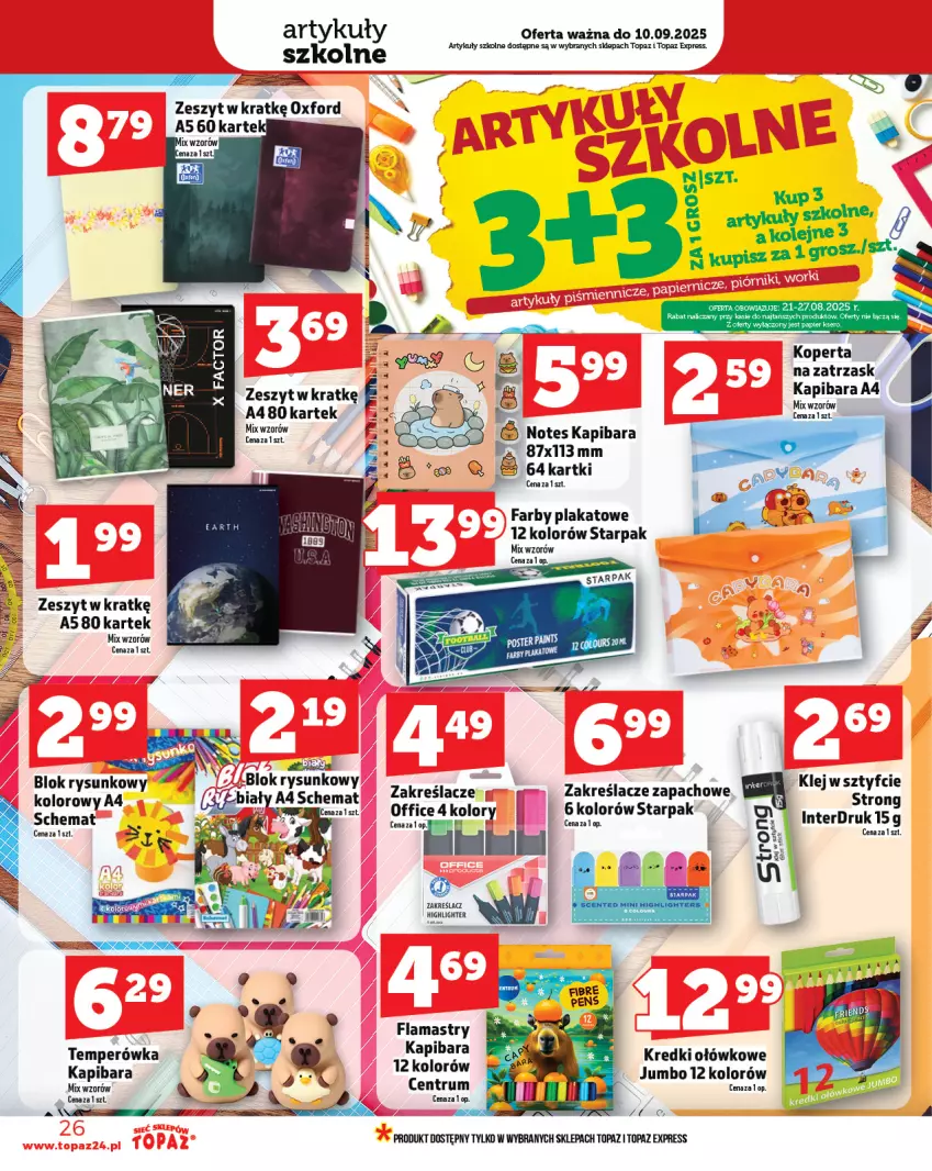 Gazetka promocyjna Topaz - Gazetka - ważna 21.08 do 27.08.2025 - strona 26 - produkty: Fa, Flamastry, Klej, Top