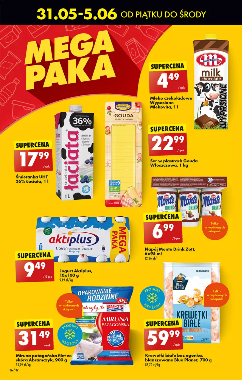 Gazetka promocyjna Biedronka - Od czwartku - ważna 06.06 do 12.06.2024 - strona 42 - produkty: Aktiplus, Gouda, Jogurt, Krewetki, Mleko, Mlekovita, Monte, Napój, Ser, Tago, Zott