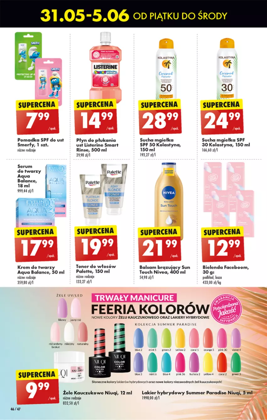 Gazetka promocyjna Biedronka - Od czwartku - ważna 06.06 do 12.06.2024 - strona 54 - produkty: Bielenda, Fa, Lakier, Lakier hybrydowy, Listerine, Niuqi, Nivea, Palette, Płyn do płukania, Podkład, Rum, Ser, Serum