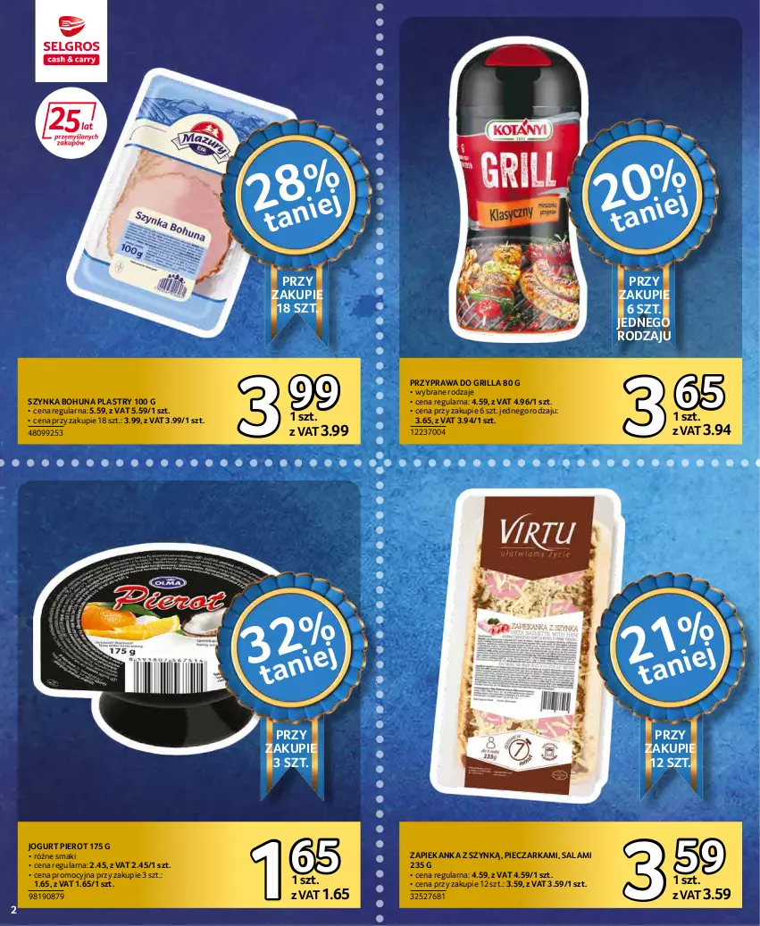 Gazetka promocyjna Selgros - Extra Oferta - ważna 01.05 do 31.05.2022 - strona 2 - produkty: Grill, Jogurt, Piec, Pieczarka, Salami, Szynka, Zapiekanka