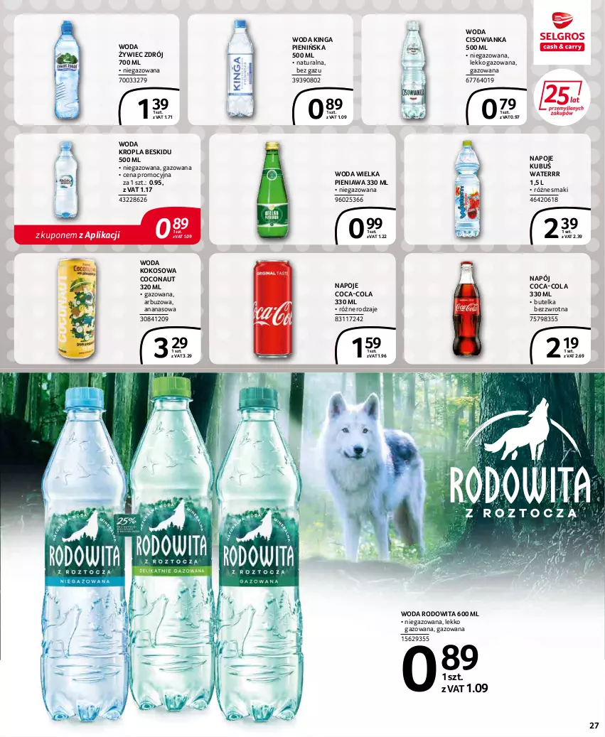 Gazetka promocyjna Selgros - Extra Oferta - ważna 01.05 do 31.05.2022 - strona 27 - produkty: Ananas, Arbuz, Cisowianka, Coca-Cola, Kokos, Kubuś, Kubuś Waterrr, Napój, Napoje, Woda