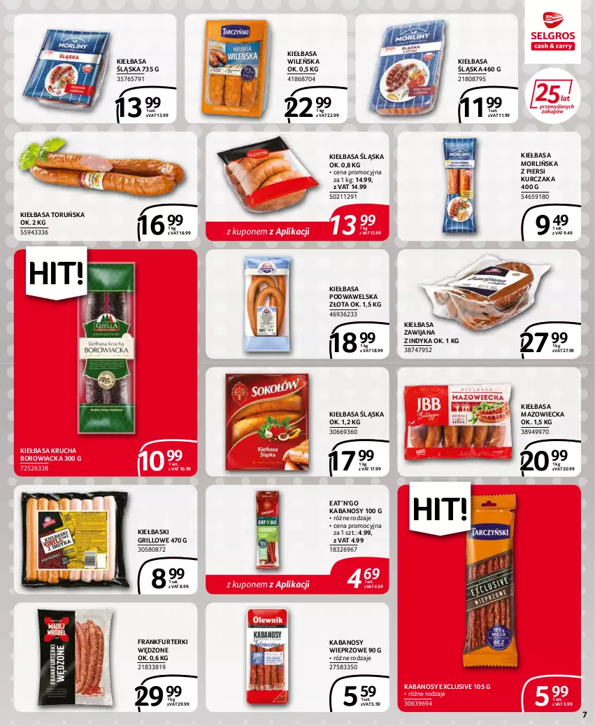 Gazetka promocyjna Selgros - Extra Oferta - ważna 01.05 do 31.05.2022 - strona 7 - produkty: Frankfurterki, Grill, Kabanos, Kiełbasa, Kiełbasa krucha, Kiełbasa podwawelska, Kiełbasa śląska, Kurczak, Wawel