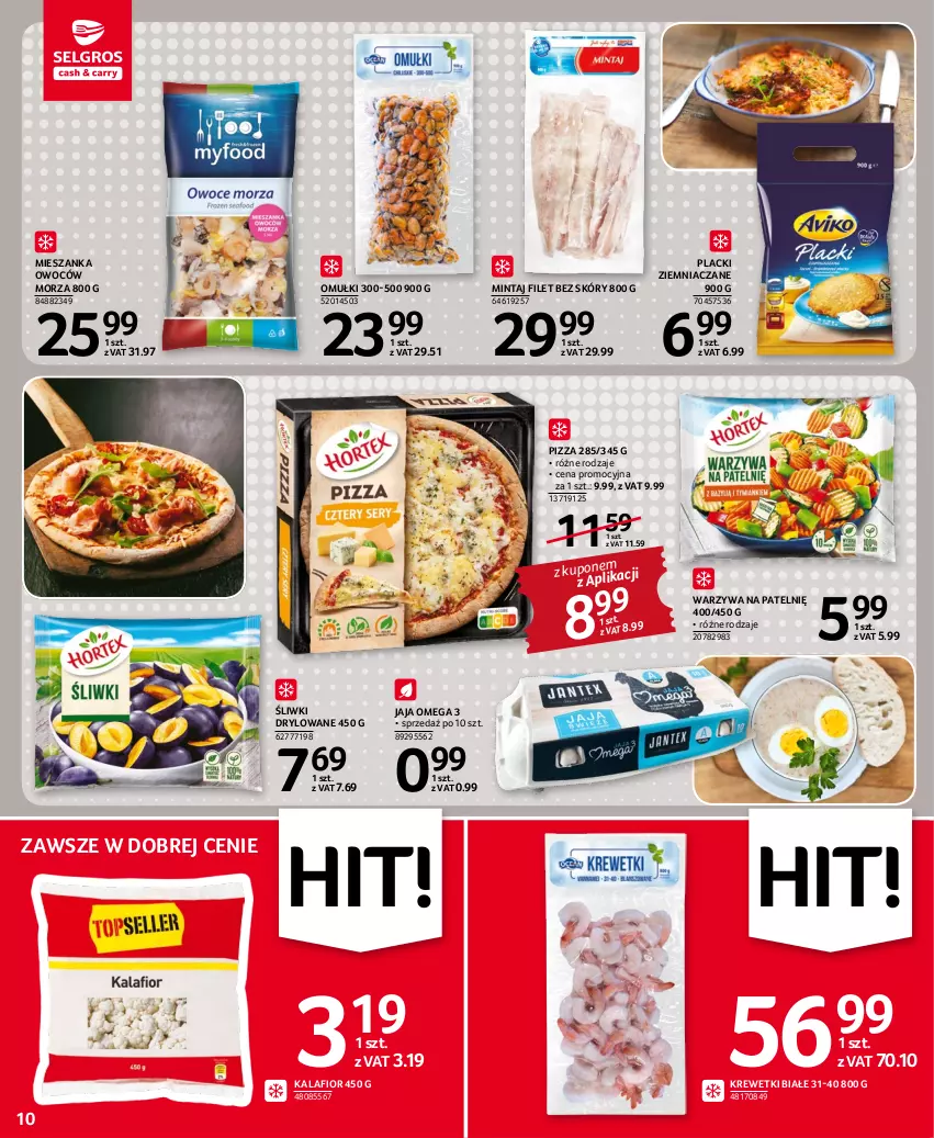 Gazetka promocyjna Selgros - Oferta spożywcza - ważna 03.11 do 16.11.2022 - strona 10 - produkty: Jaja, Kalafior, Krewetki, Lack, Mintaj, Pizza, Warzywa